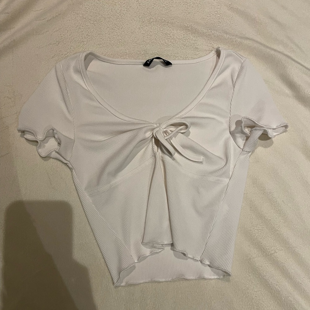 white front tie t shirt
